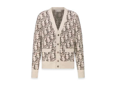 Dior Oblique Cardigan Wool Jacquard "Beige/Brown"