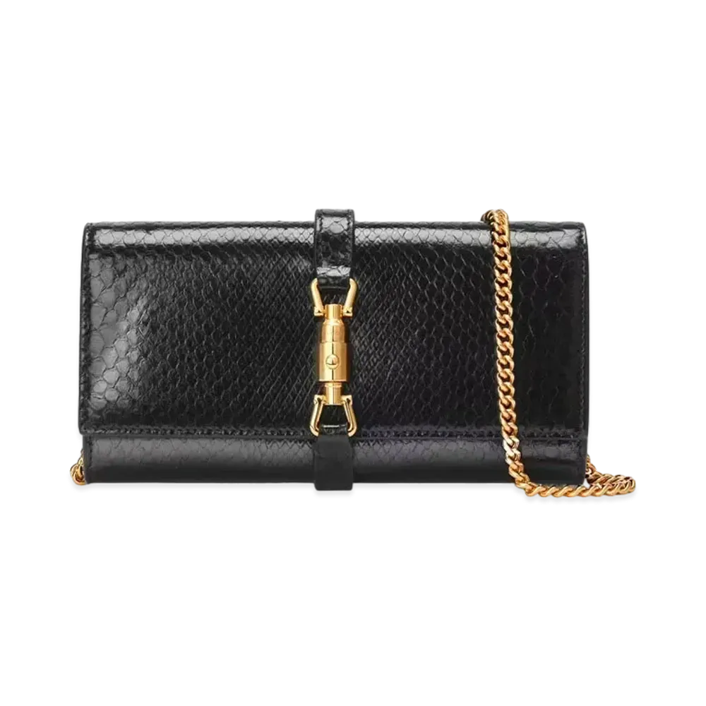 GUCCI Jackie 1961 Python Chain Wallet "Black"