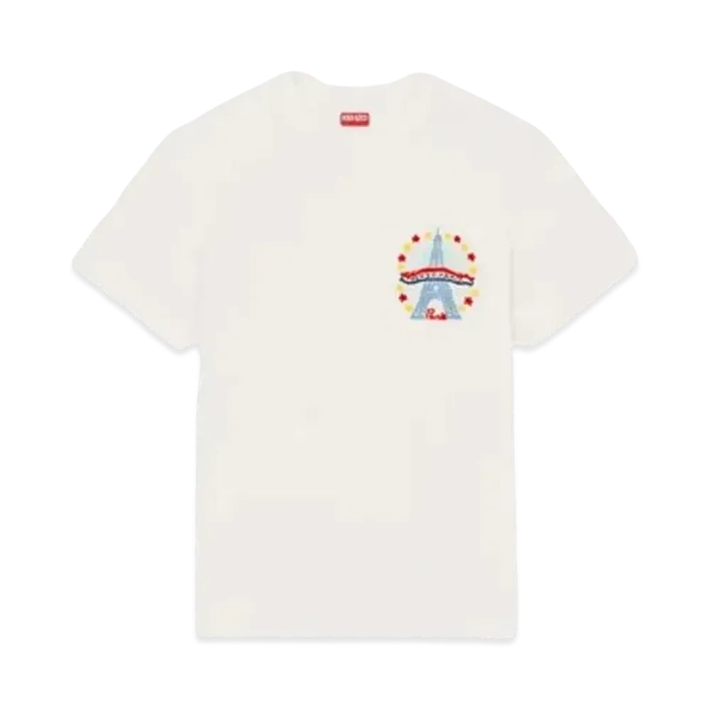 KENZO 'DRAWN VARSITY' Embroidery Slim T-shirt "Off White"