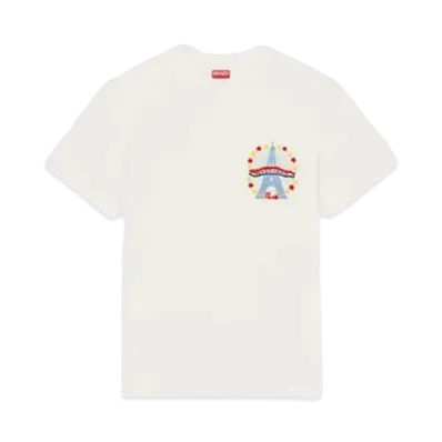 KENZO 'DRAWN VARSITY' Embroidery Slim T-shirt "Off White"
