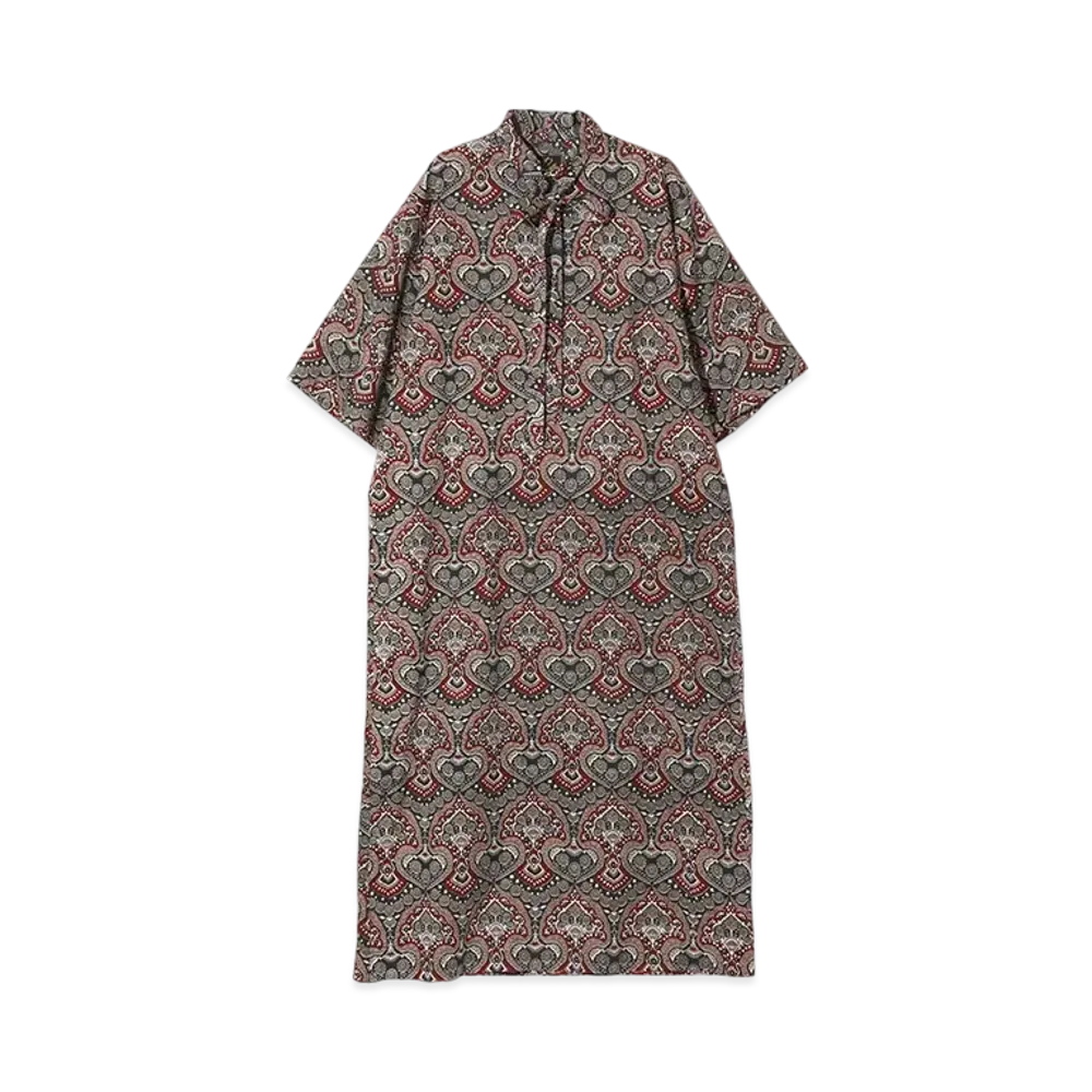 NEEDLES Ascot Collar Dress - Printed Cotton Lawn "Gray"
