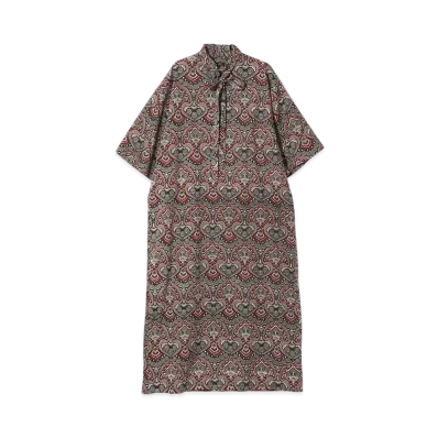 NEEDLES Ascot Collar Dress - Printed Cotton Lawn "Gray"
