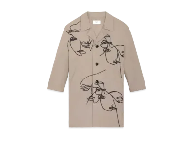 CELINE Mac Coat With Artist Print In Gabardine Cotton "Argyle/Black"