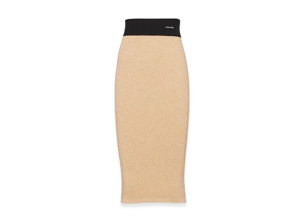 PRADA Women's Lame Midi Skirt "Gold"