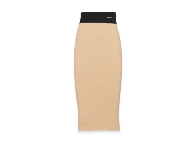 PRADA Women's Lame Midi Skirt "Gold"