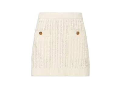 PRADA Women's Cable-Knit Cotton Miniskirt "Ivory"
