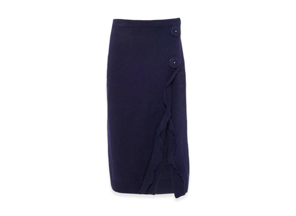 PRADA Women's Wool and Cashmere Skirt with Split "Navy"
