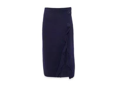 PRADA Women's Wool and Cashmere Skirt with Split "Navy"