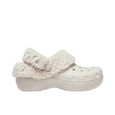 Crocs Women's Classic Platform Fleece Lined Gem Clog "Cocoa Creme"