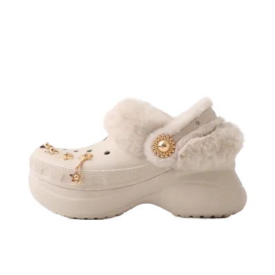 Crocs Bae Lined Metal Minis Clog "Cocoa Cream"