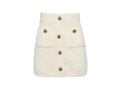PRADA Women's Boucle Mohair Miniskirt "White"