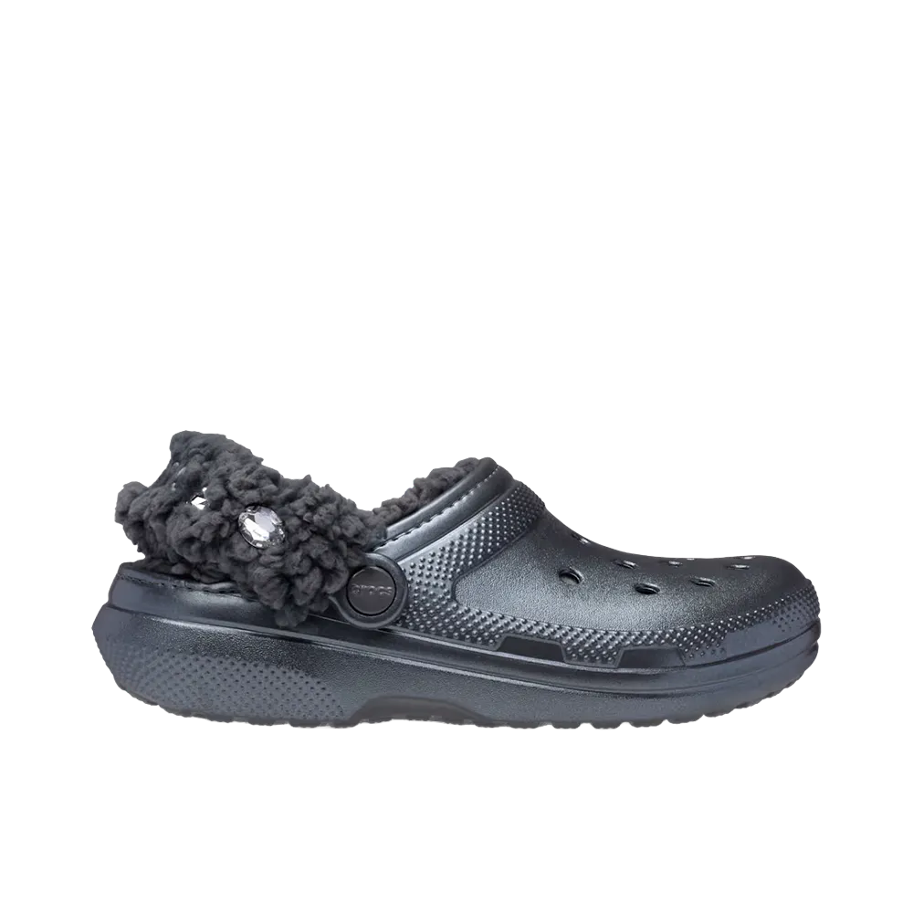 Crocs Classic Fleece Lined Metallic Gems Clog "Carbon"