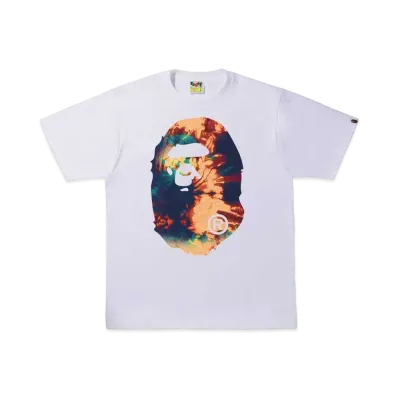 A BATHING APE TIE DYE BIG APE HEAD TEE "White Navy"