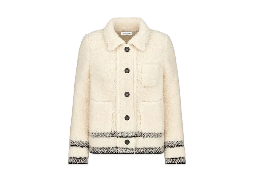 Dior Caro Jacket Wool-Blend Fleece Knit "Ecru"