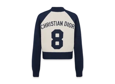 Dior Women's Christian Dior 8 Bomber Jacket Technical Wool Knit "Ecru/Blue"