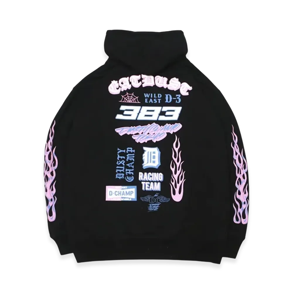 Hide and Seek Dustychamp Flame Hooded Sweat Shirt "Black"