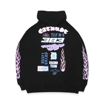 Hide and Seek Dustychamp Flame Hooded Sweat Shirt "Black"