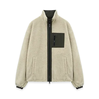 Matin Kim Reversible Sherpa Zip Up "Light Beige"