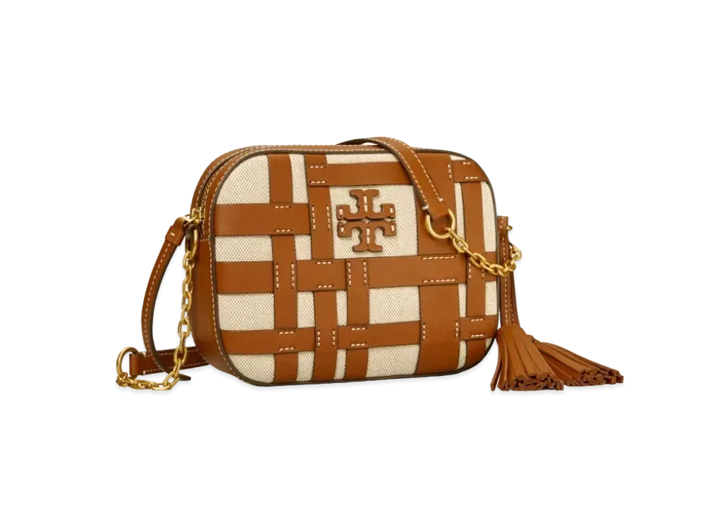 Tory Burch McGraw Canvas Woven Camera Bag "Natural/Brown"