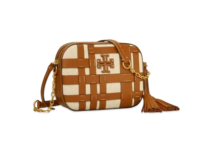 Tory Burch McGraw Canvas Woven Camera Bag "Natural/Brown"