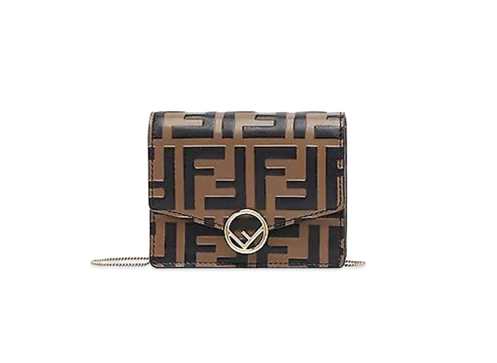 FENDI Wallet Built-In Mini Bag Leather Mini Bag "Brown"