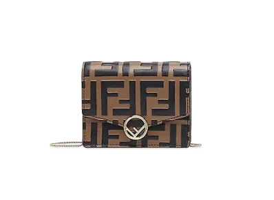 FENDI Wallet Built-In Mini Bag Leather Mini Bag "Brown"