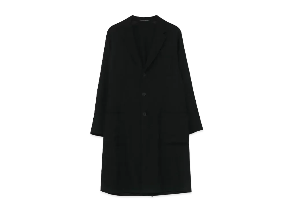 Yohji Yamamoto Pour Homme COSTUME D'HOMME 4 DIMENSION MOTION CUTTING W/GABARDINE LONG COAT "Black"