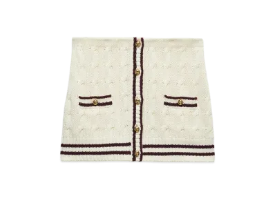 PRADA Women's Cotton Miniskirt "White/Burgundy"