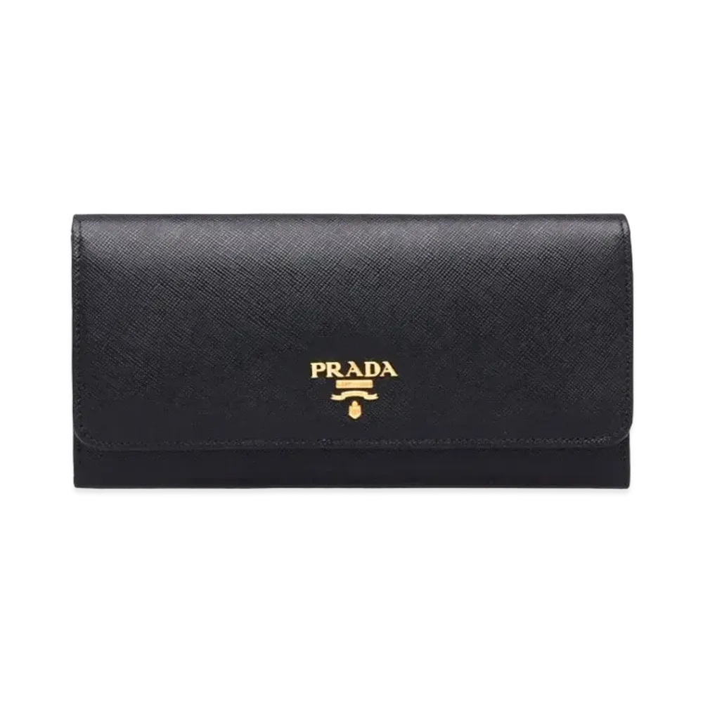 PRADA Large Saffiano Leather Wallet "Black"