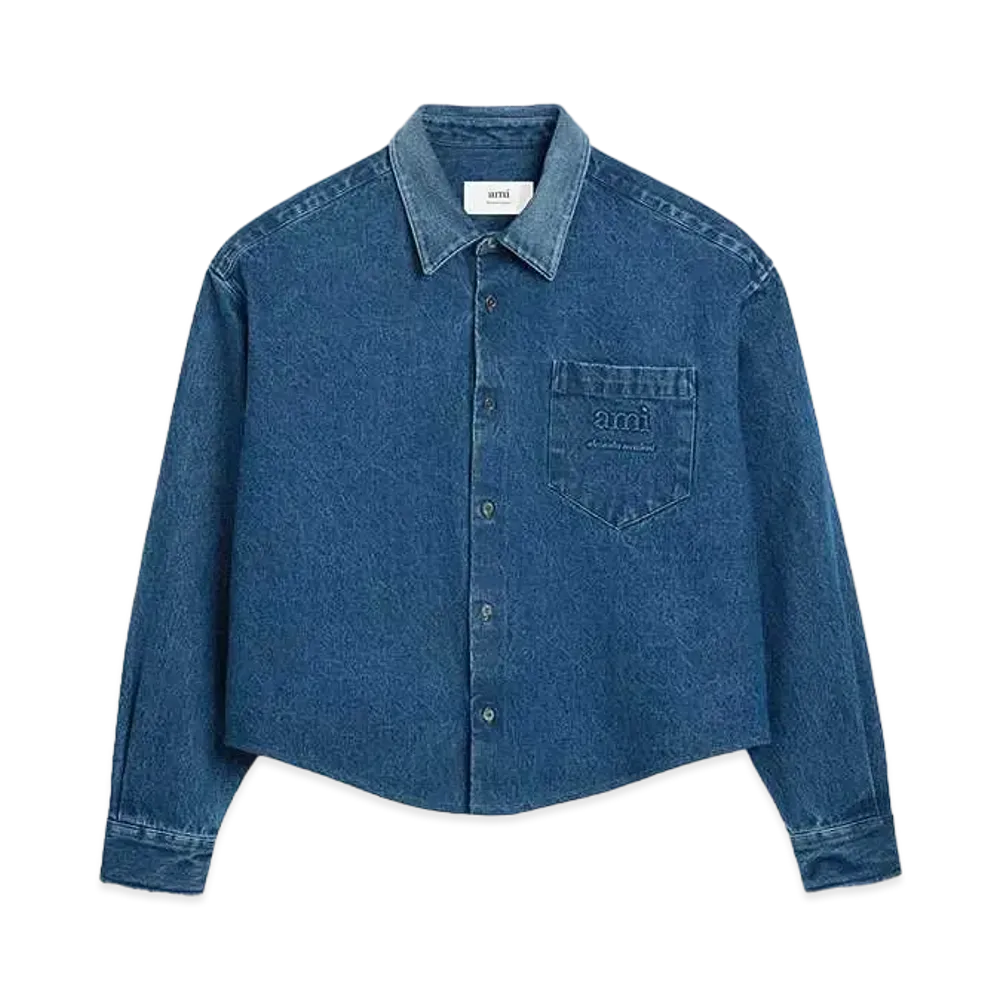 AMI PARIS Mid Wash Denim Shirt "Washed Blue"