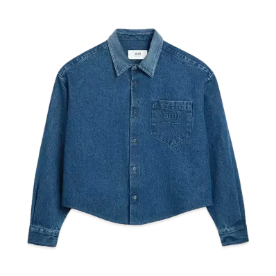 AMI PARIS Mid Wash Denim Shirt "Washed Blue"