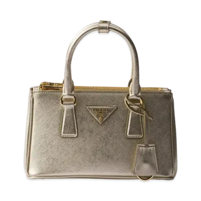 PRADA Galleria Patent Saffiano Leather Mini Bag "Pyrite"