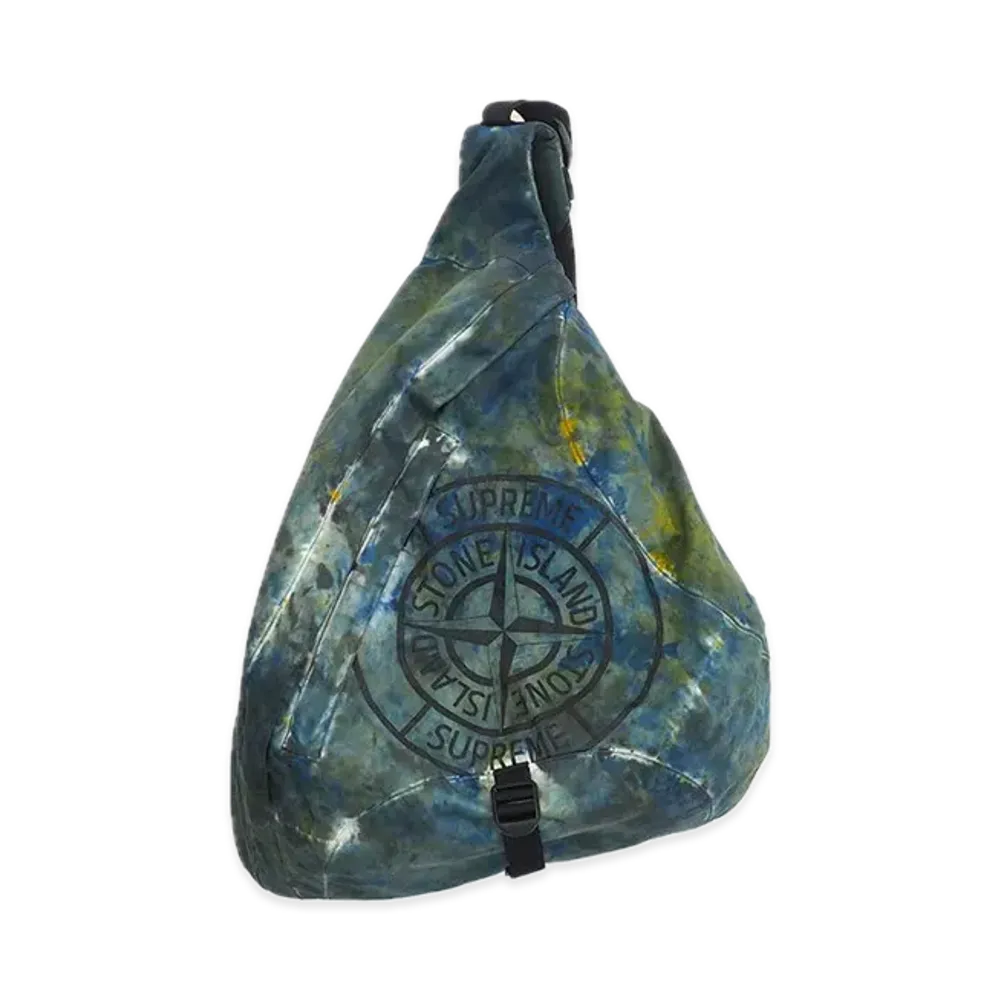 Supreme x Stone Island Painted Camo Nylon Shoulder Bag "Dark Teal"