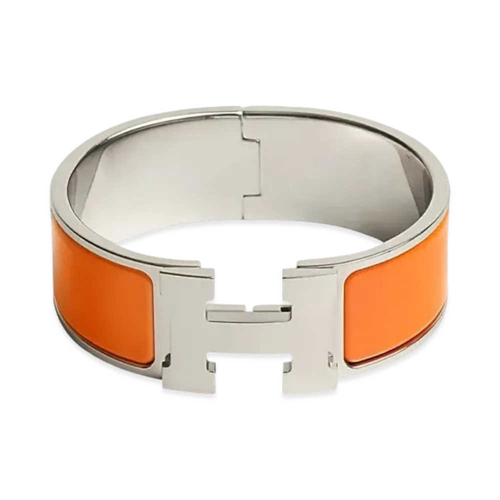 Hermes Clic Clac H Bracelet "Palladium/Orange"
