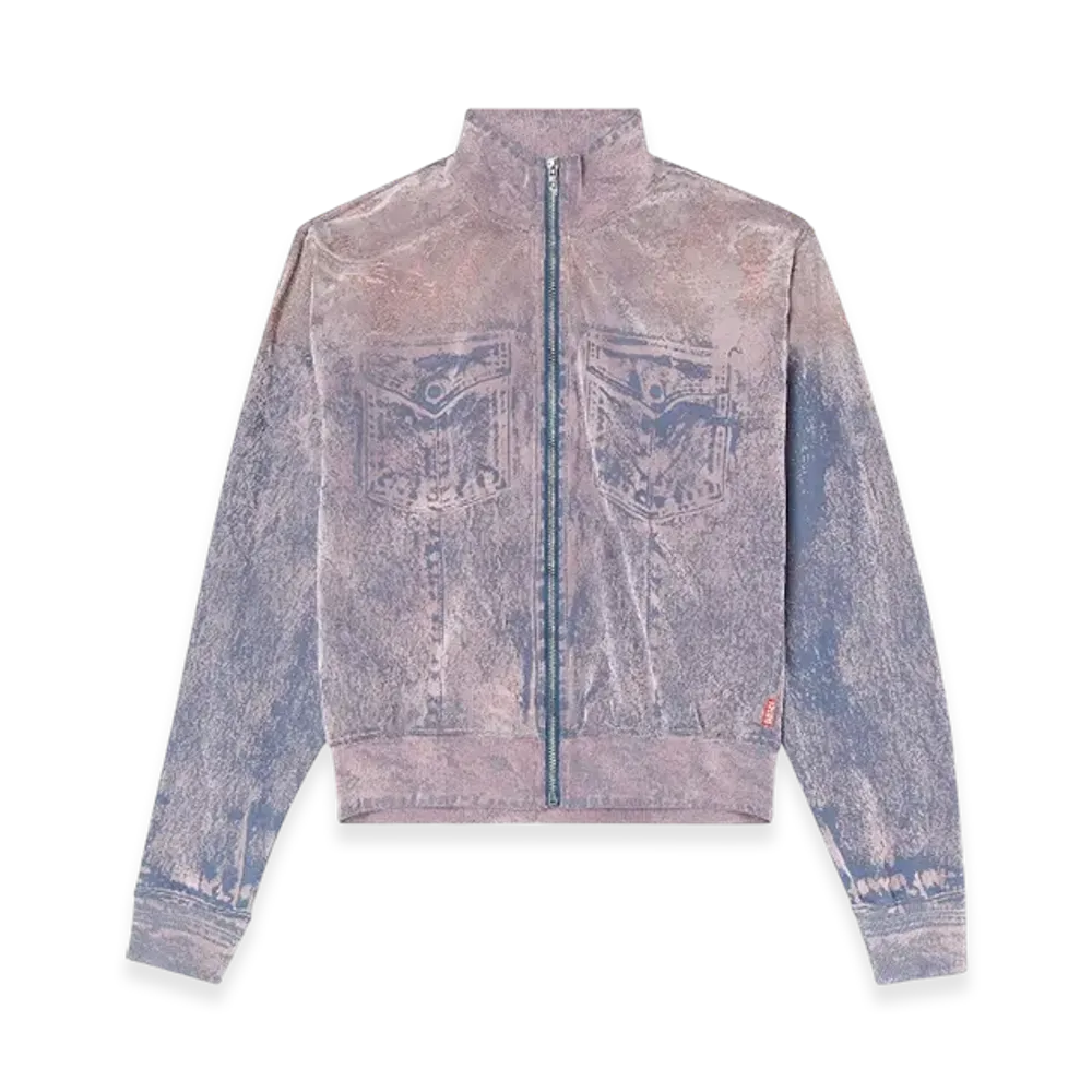 Diesel F-Slitly Trompe LOeil Flocked Zip-Up Sweatshirt "Blue Violet"