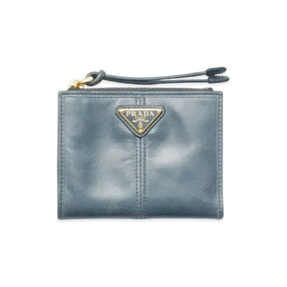PRADA Small Leather Wallet "Blue"