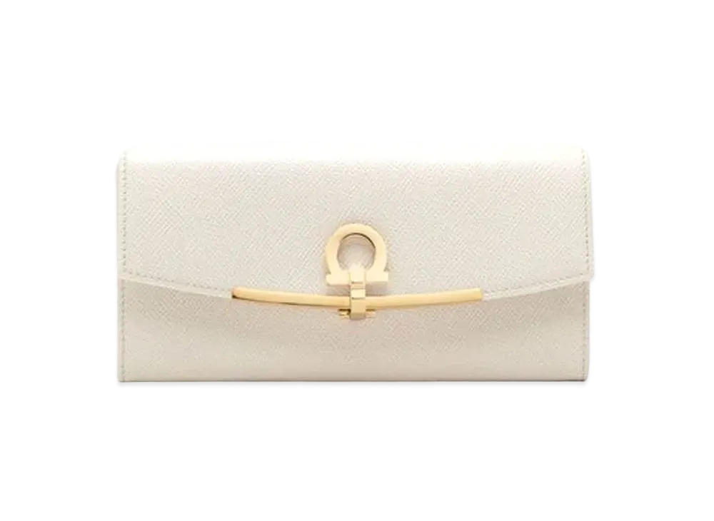 Salvatore Ferragamo Gancini Continental Wallet "Bone"