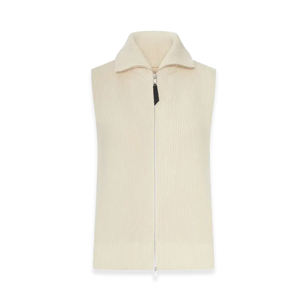 Maison Margiela Women's Ribbed Knit Zip-Up Vest "Nude/Neutrals"
