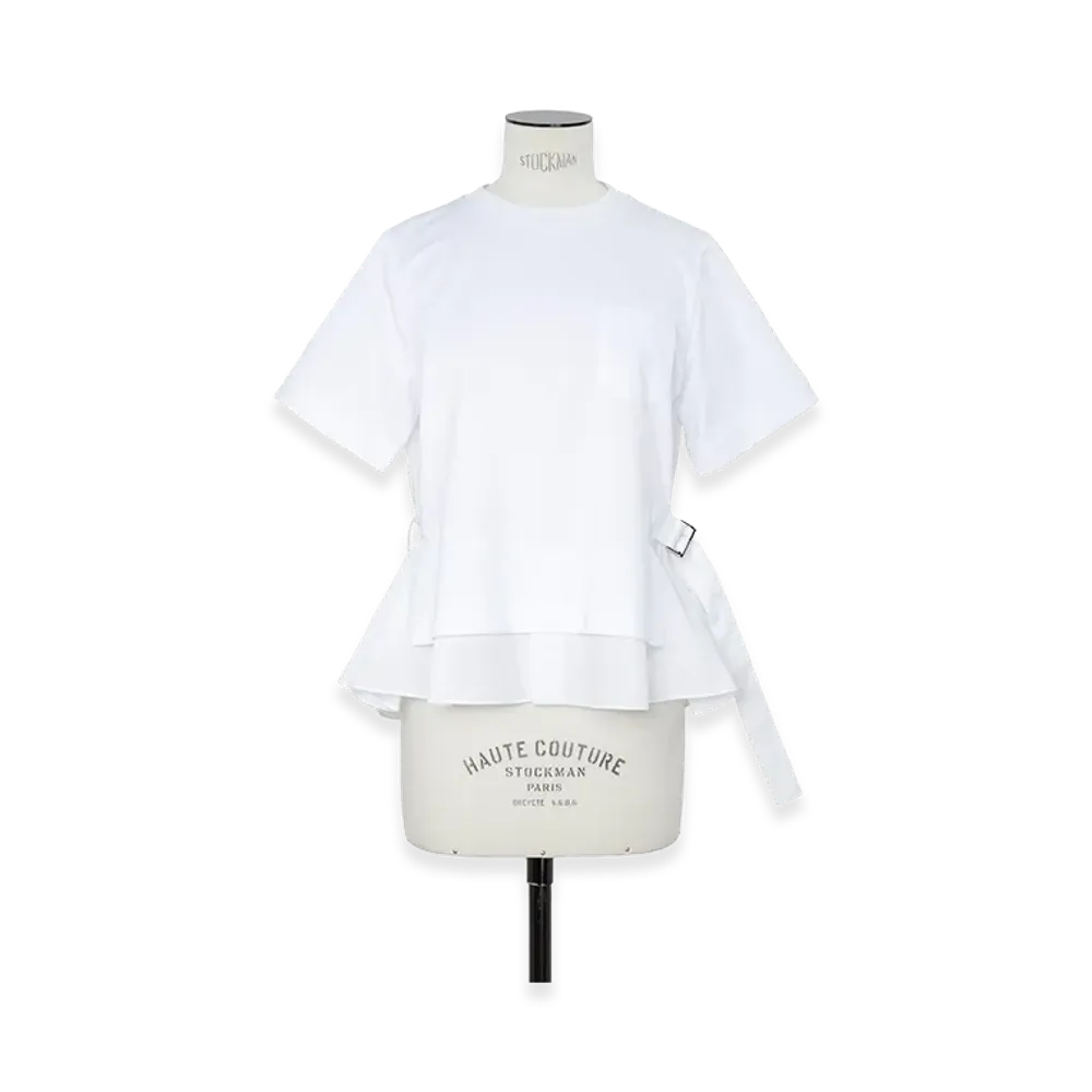 sacai Women's Poplin x Cotton Jersey T-Shirt "Off White"
