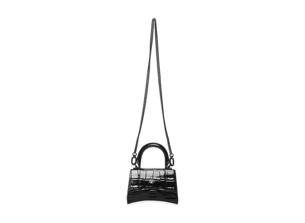 BALENCIAGA Women's Hourglass Mini Top Handle Bag With Chain "Black"