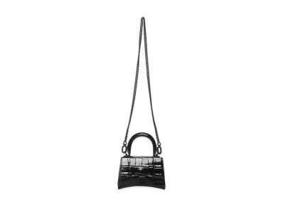 BALENCIAGA Women's Hourglass Mini Top Handle Bag With Chain "Black"