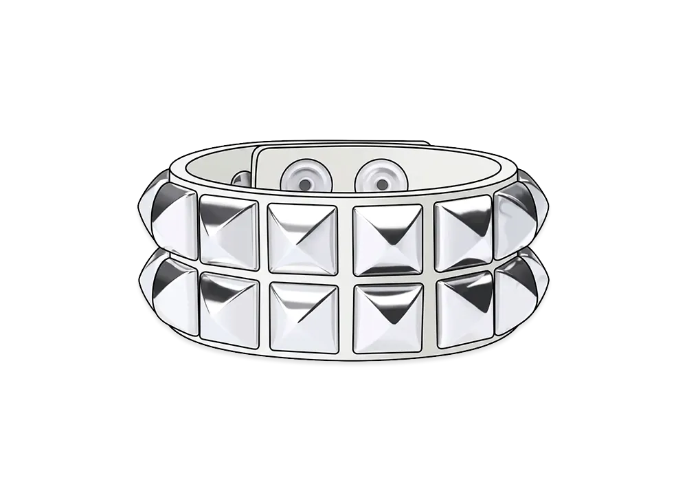 Supreme Studded Leather Bracelet "White"