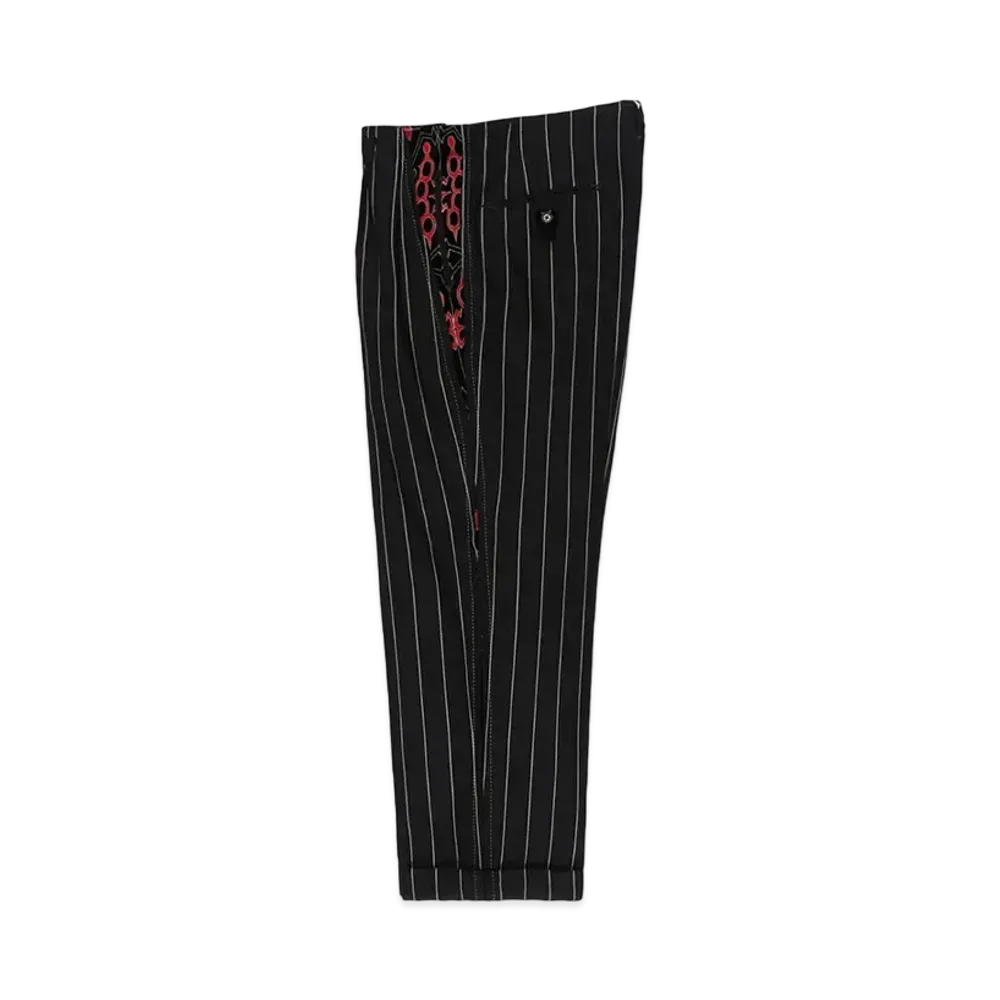 WACKO MARIA x WOLF'S HEAD / Striped Rockabilly Pants "Black/Black"