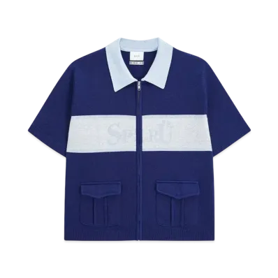 SPLR x Bless U Zip Knit Polo "Blue"