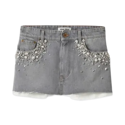 MIU MIU Women's Denim Miniskirt "Grey"