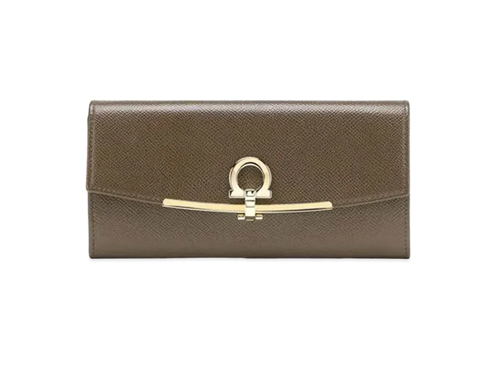 Salvatore Ferragamo Gancini Continental Wallet "Caraway Seed"