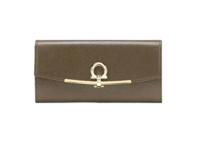 Salvatore Ferragamo Gancini Continental Wallet "Caraway Seed"