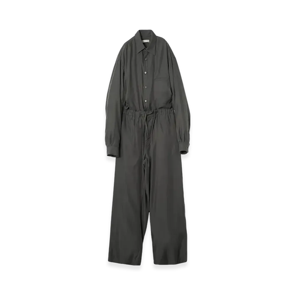 YOKE Cupro Polyester Washable Chambray Twill Jump Suit "Gray"