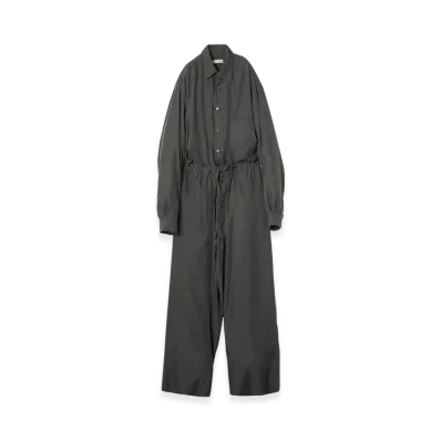 YOKE Cupro Polyester Washable Chambray Twill Jump Suit "Gray"