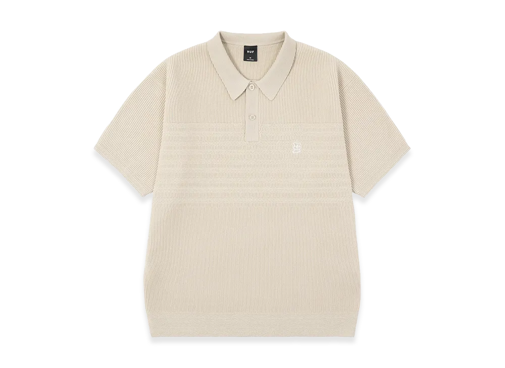HUF Megablast Knit Polo Top "Bleach"